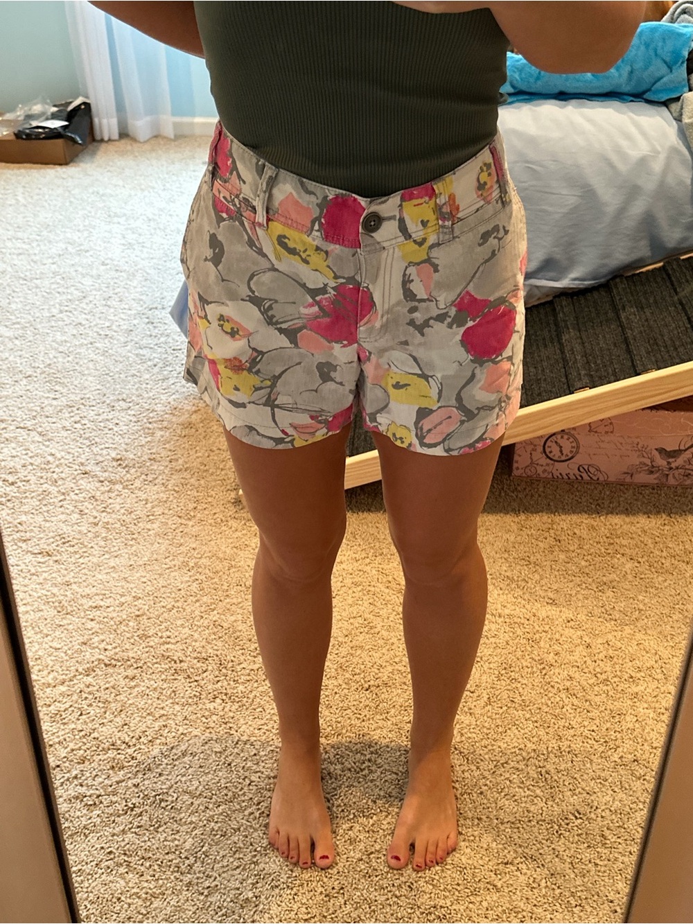 Floral Print Linen Shorts